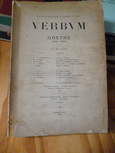 Verbum - Goethe - 1832-1932 - Cefyl (1932) -
