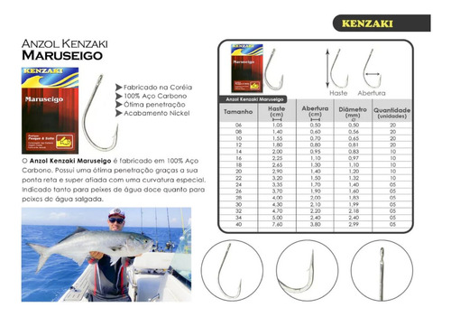 Anzol Ponta Reta Kenzaki Maruseigo 08 C/ 20 Un Pescaria