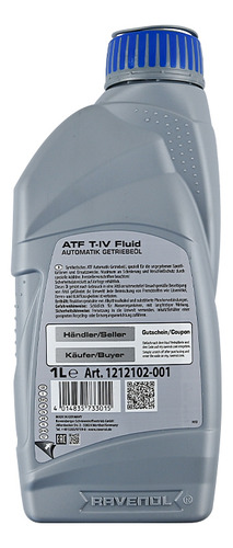 Aceite Aleman Ravenol Atf T-iv 1l. Sintetico Toyota