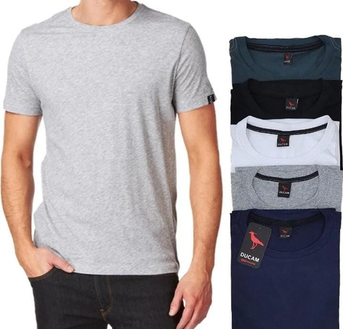 Imagem 2 de 2 de Kit Camisetas Masculinas 5 Camisas Basica Gola Redonda