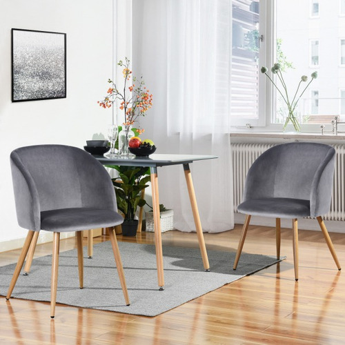 Imagen 2 de 8 de Set De 2 Sillones Silla De Comedor Velvet Terciopelo Ynez Gr
