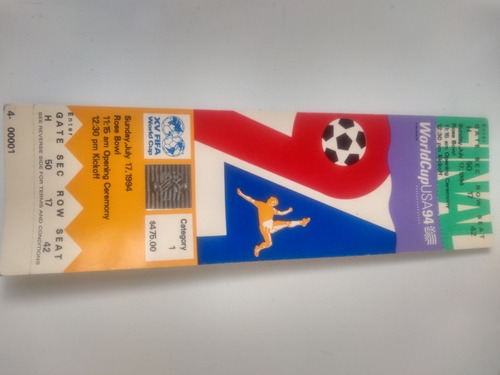 Ingresso - Ticket World Cup Usa 94 - Sem Uso