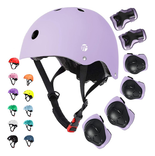 Casco Ajustable Para Niños Con Rodilleras Y Coderas