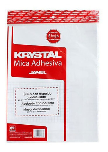 Mica Adhesiva Janel 1062533105 25 Cm X 33 Cm Bolsa 5 Hojas