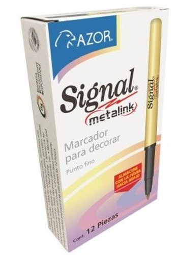 Marcador Azor Signal 30009 Metalink Dorado Fino 12 Pieza /vc