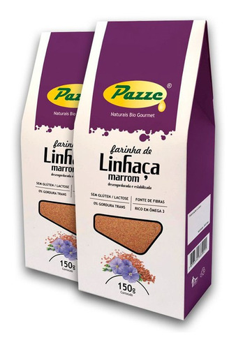 Kit 2 Farinha De Linhaça Marrom Pazze 150 Gramas