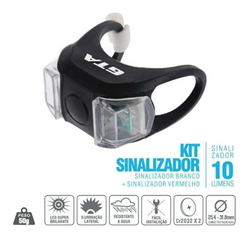 Kit Sinalizador Sider 1 Led Branco 1 Led Vermelho Silicone Cor Branco/Preto