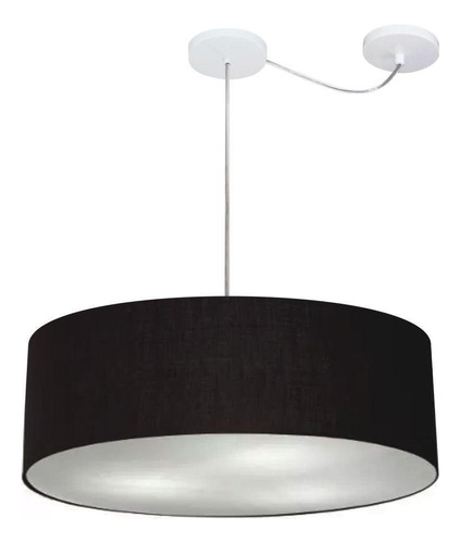 Lustre Pendente Cilíndrico Desvio Preto Mj-4262 Mesa Jantar