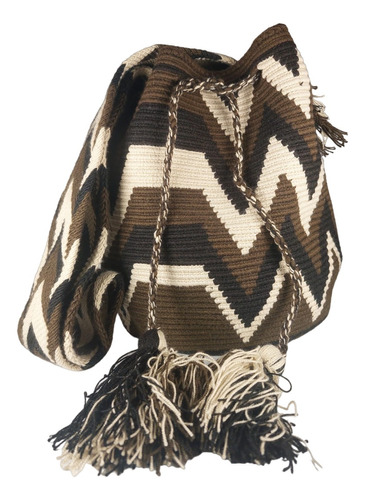 Bolso Wayuu Original Blanca Marrón Grande Mujer Hombre