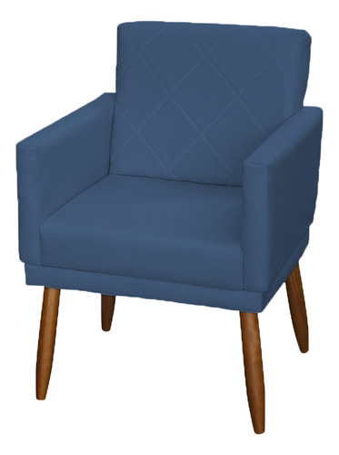 Kit 3 Poltronas Decorativas Para Recepção Consultório Cores Cor Azul-marinho Desenho Do Tecido Suede Liso