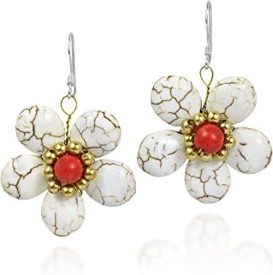 Pendientes De Plata 925 Con Diseño De Flor De Turquesa