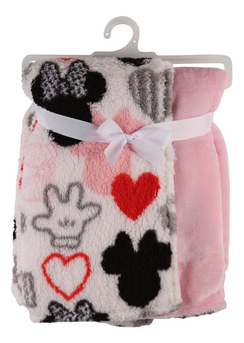 Minnie Mouse Franela Y Sherpa Manta Infantil De Doble C...