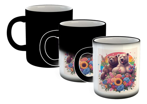 Taza Magica Oso Gay Pride Macho Hombre Flores Osito