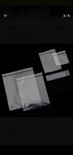 Imagen 2 de 5 de Bolsas De Celofán Con Pega 10cm X 24cm