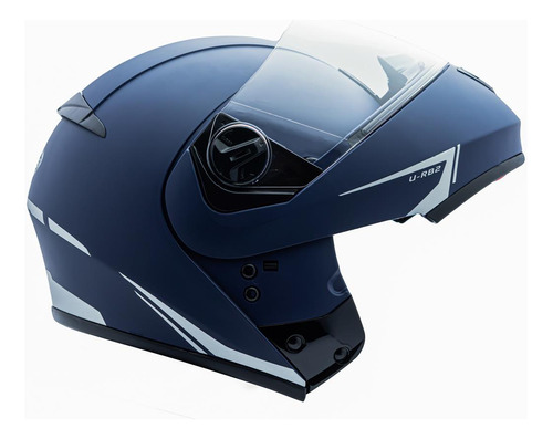 Capacete Peels U-rb2 Classic Robocop Escamoteável Azul Fosco