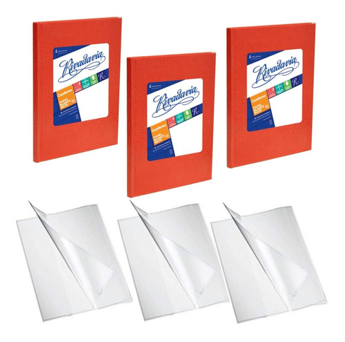 Kit Set 3 Cuadernos Rivadavia 3 Fundas Transparente Nº1 