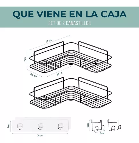 CASATUA Organizador De Ducha Repisa Baño Adhesivo Set 2 Inoxidable - Blanco