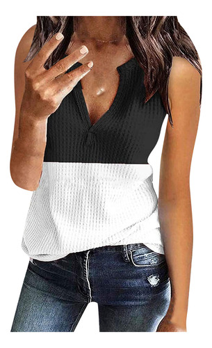 Chaleco Sin Mangas Con Cuello En V Para Mujer, Camisetas Sin