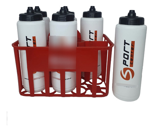 Cesta Squeeze Com 6 De 1 Litro Bico Automático,  Cor VERMELHO-BRANCO