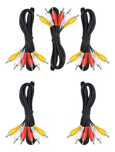 Kit 5 Pz Cable Extensión Audio Video 3 Rca 2.7m 11-1056 