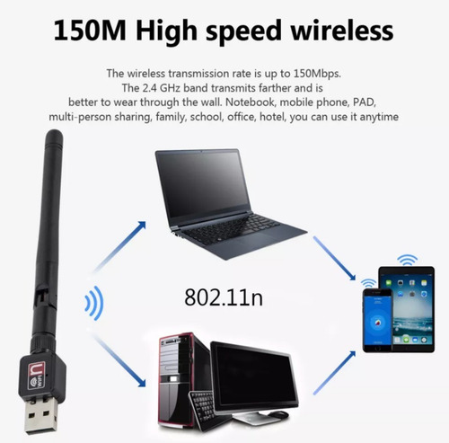 Adaptador Antena Wifi Usb 2.0 Red 802.11n Wireless 150mbps