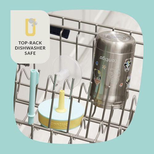 Termo Botella 12oz Para Niños Con Popote Acero Inox Leighton