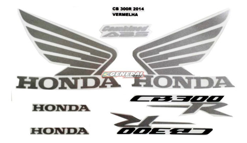 Kit Adesivo Jogo Faixas Moto Honda Cb 300r 2014 Vermelha