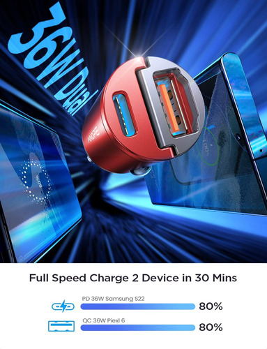 Cargador De Coche Usb C De 90 W, Carga Súper Rápida, Cargado
