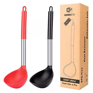 Pack Of 2 Ladle Spoon,silicone Large Spoon For Soup,non...