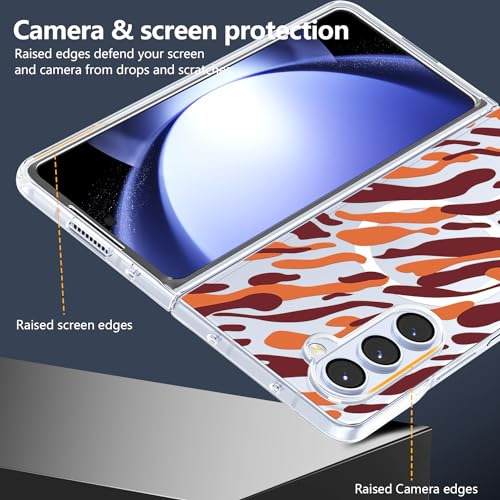 Funda Para Galaxy Z Fold 4 Orange Leopard Pattern Acabado Su
