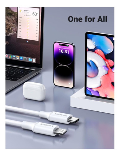 Ugreen Cable Usb-c Carga Datos Lightning Certificación Mfi