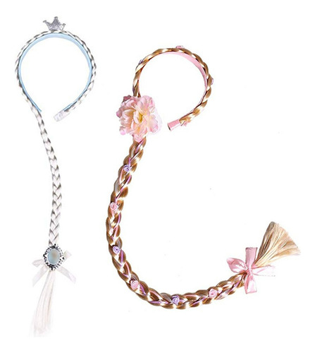 2pcs La Peluca Trenza Princesa Diadema De Rapunzel