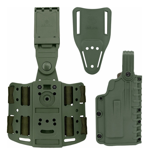 Combo Coldre Black Ops Glock G22,beretta Apx Uso C/ Lanterna Cor Verde Orientação Da Mão Canhoto