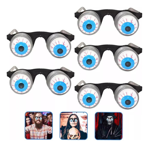 5 Lentes O Gafas De Ojos Pintados Fiesta Broma Disfraz