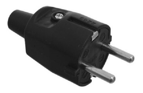 Imagen 1 de 2 de Ficha Schuko Negra En Goma Conatel Contactoelectricidadcolon
