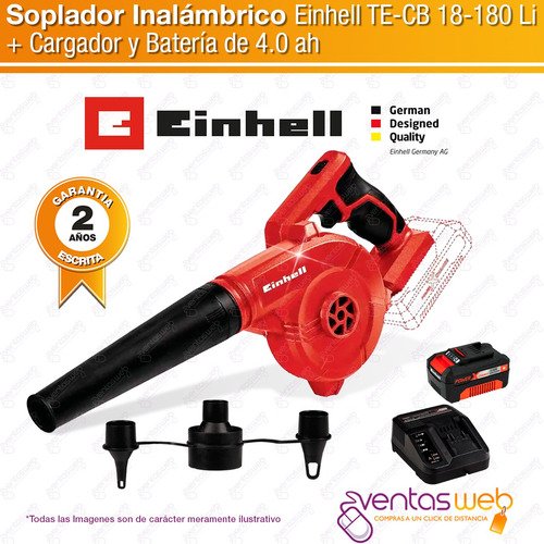 Imagen 2 de 6 de Sopladora Inalambrica 18v Inflador 3 Picos Bateria Gde 4 Amp