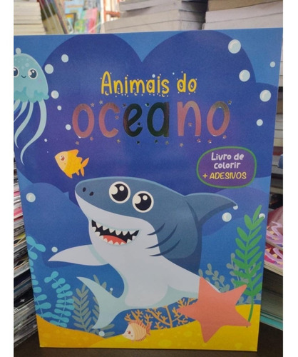 Livro De Colorir Com Adesivos - Animais Do Oceano