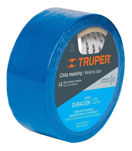 Masking Tape, 1/2 Pulgada X 50 M, Azul Truper 12620