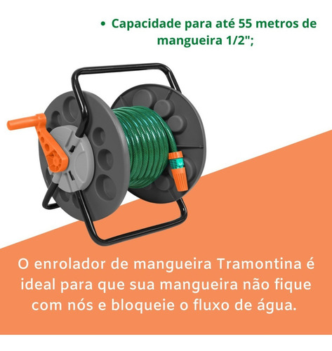 Suporte Enrolador Giratório Mangueira De Jardim Tramontina