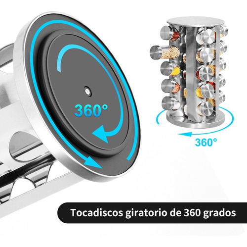 Imagen 5 de 9 de Condimenteros Especiero Giratorio Cocina 20 Frascos