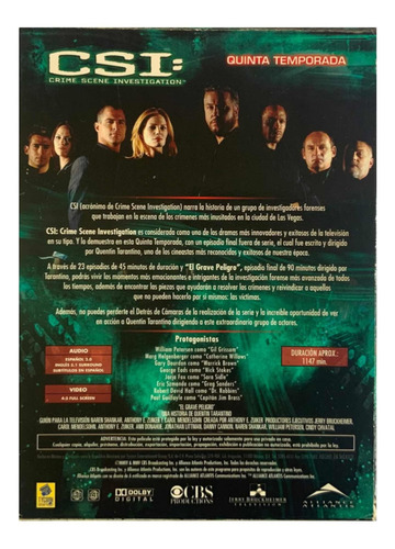Csi Las Vegas Temporada 5 Cinco + Episodio Tarantino Dvd (Usado)