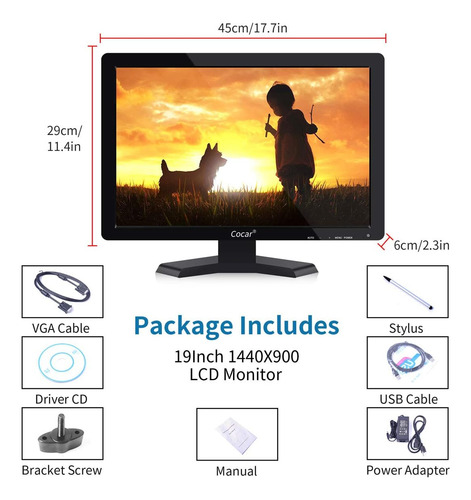 Monitor De Tela Sensível Ao Toque, Monitor Lcd De 19 Polegad