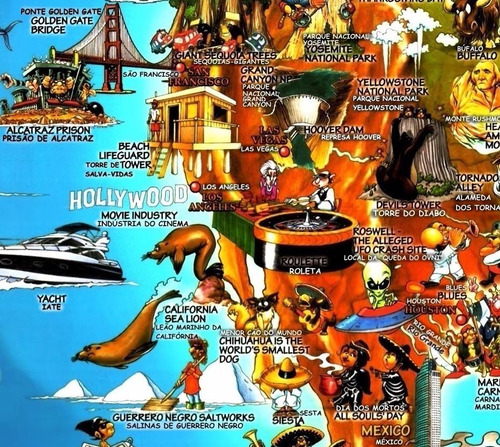 Imagem 1 de 6 de Mapa Do Mundo Cultural Ilustrado Países Cidades Rios Plantas