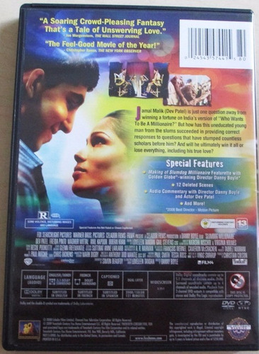 B2537 Dvd Slumdog Millionaire - Com Dev Patel, Freida Pinto, (Usado)
