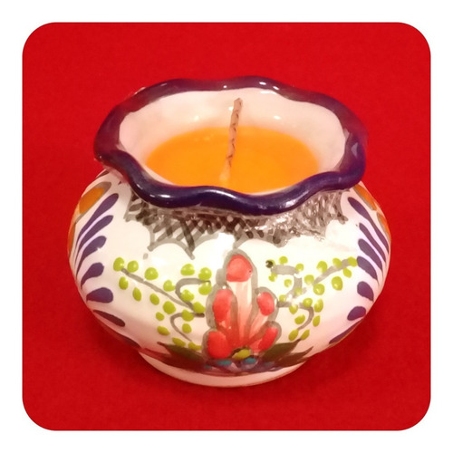 Imagen 2 de 5 de Set 25 Velas Aromáticas De Talavera Poblana Maceta 6 Cm Vls