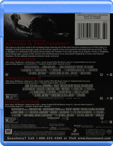 Predators (1-3 Collection) Triple Feature Blu Ray 20th C Fox