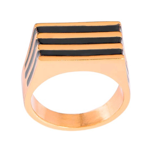 Anillo Para Hombre Con Esmaltado Negro