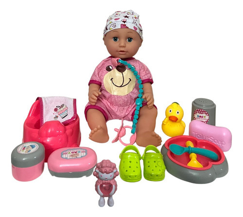 Muñeca Bebe/hace Pipi Bañera+accesorios /cajita De Musica