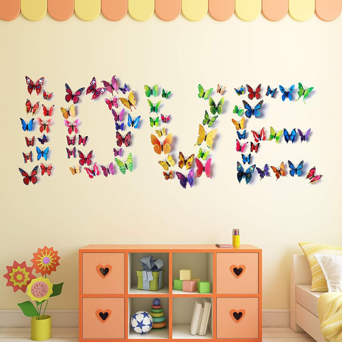 96pcs Etiqueta Engomada De Mariposa Decorativa Calcomanía 3d