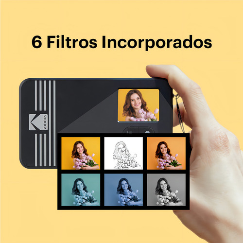 Kodak Mini Shot 3 Retro 4pass 2-en-1 Cámara Instantánea Y Impresora De Fotos (7,6x7,6cm) + Pack De Con 68 Hojas, Amarillo